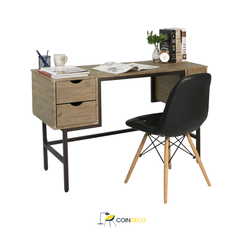 مكتب خشبي حديث بهيكل معدني