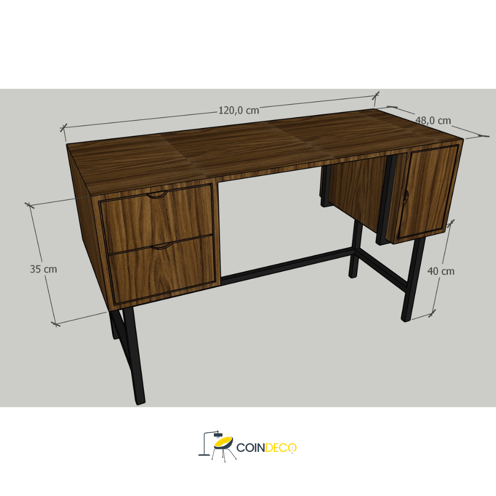 مكتب خشبي حديث بهيكل معدني