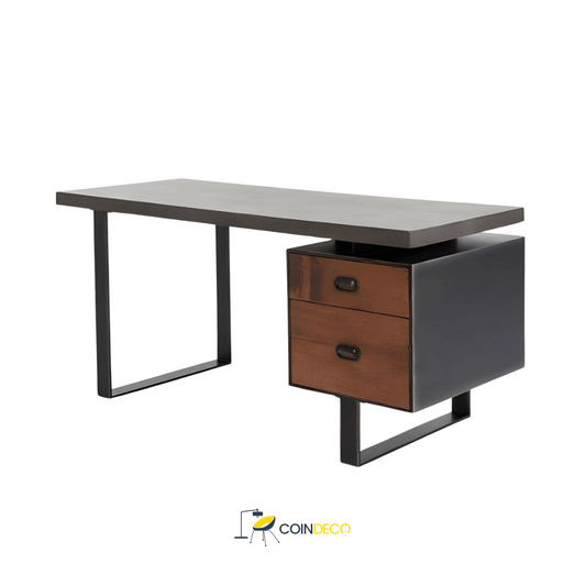 مكتب دراسي خشبي مع خزانة جانبية