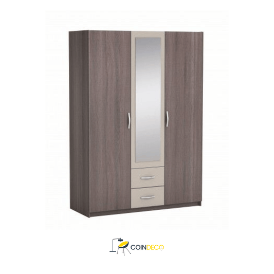 خزانة ملابس 3 أبواب مع مرآة أنيقة
