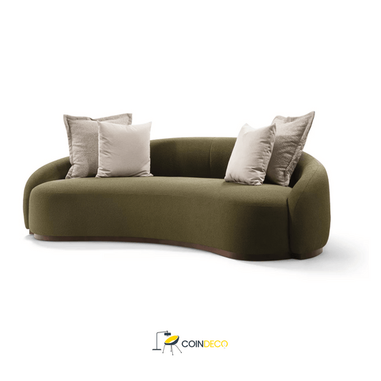 كنبة فخمة عصرية بتصميم منحني – رمادية أنيقة للمساحات الراقية