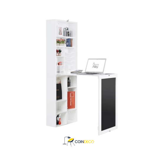 مكتبة متعددة الرفوف مع مكتب مدمج – تصميم حديث