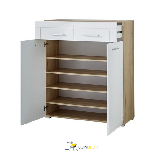 خزانة أحذية أنيقة بتصميم عصري مع أدراج علوية – مثالية لتنظيم مدخل المنزل