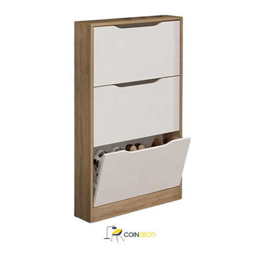 خزانة أحذية جدارية بثلاثة أدراج بتصميم عصري وأنيق